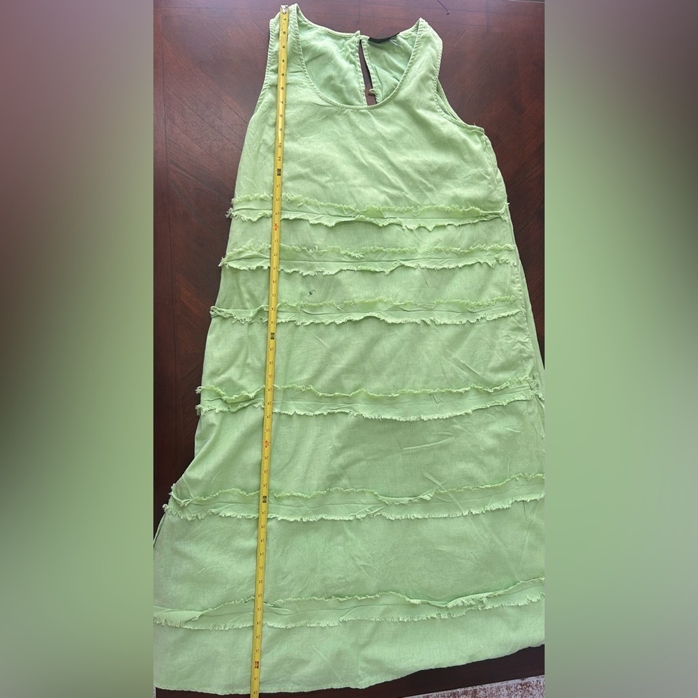 ASHLEY STEWART Green Sleeveless Layered Dress LINEN.It doesn't have a size tag - Picture 8 of 10